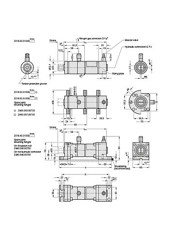 2018.40.01500. Force cylinder 15 kN with mounting flange