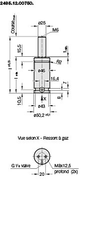 2485.12.00750. Ressort à gaz, à hauteur réduite