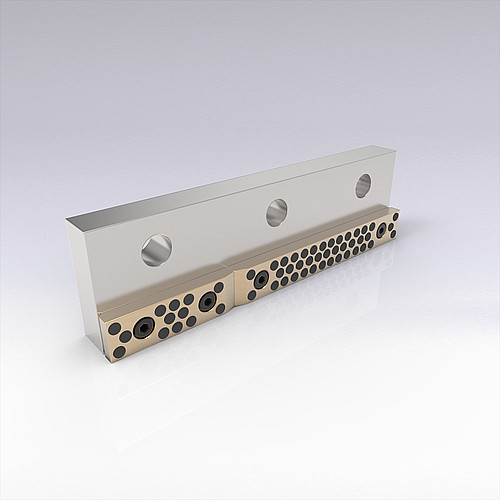 2961.74.55. Retaining plate with sliding pad, Steel / Bronze with solid lubricant, according to VW