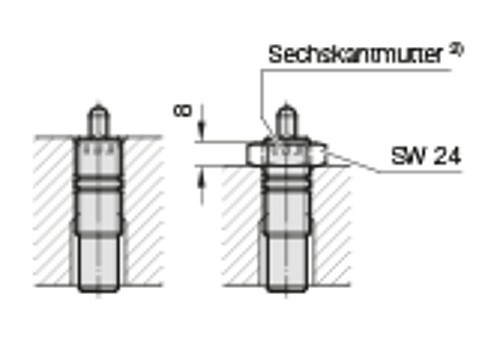 3479.030. Gasdruckfeder (federndes Druckstück) MOULD LINE, mit Innensechskant